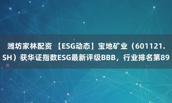 潍坊家林配资 【ESG动态】宝地矿业（601121.SH）获华证指数ESG最新评级BBB，行业排名第89