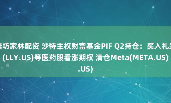 潍坊家林配资 沙特主权财富基金PIF Q2持仓:买入礼来(LLY.US)等医药股看涨期权 清仓Meta(META.US)